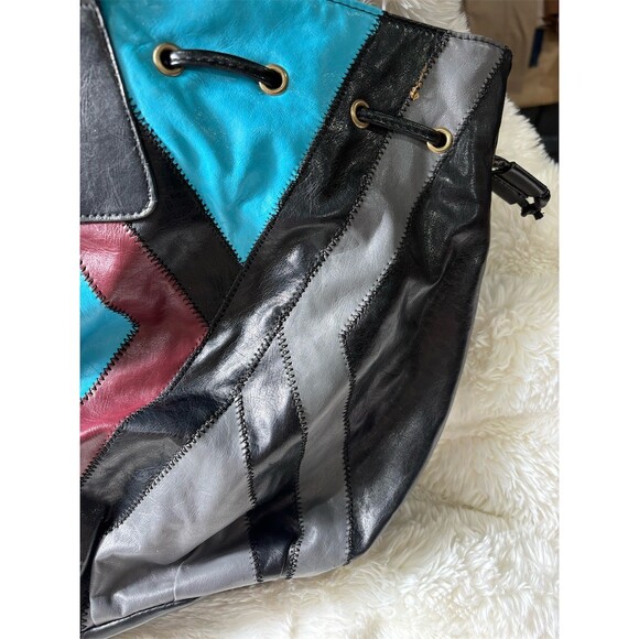 O'Neill Tote Shoulder Bag Womens Large Multicolor Patchwork Drawstring - Picture 3 of 11